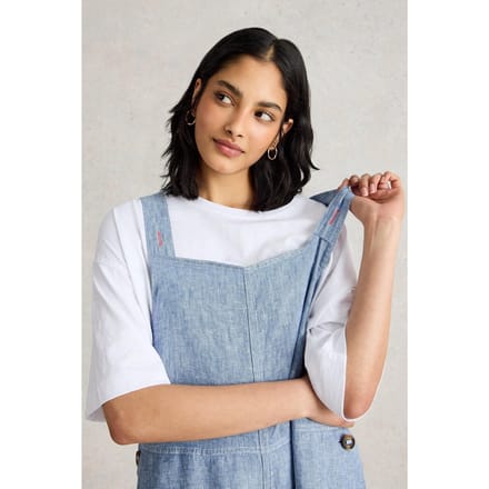 White Stuff Vivian Linen Dungaree Chambray Blue Größe: 6 | Jumpsuits Outlet | Damen | Weiß