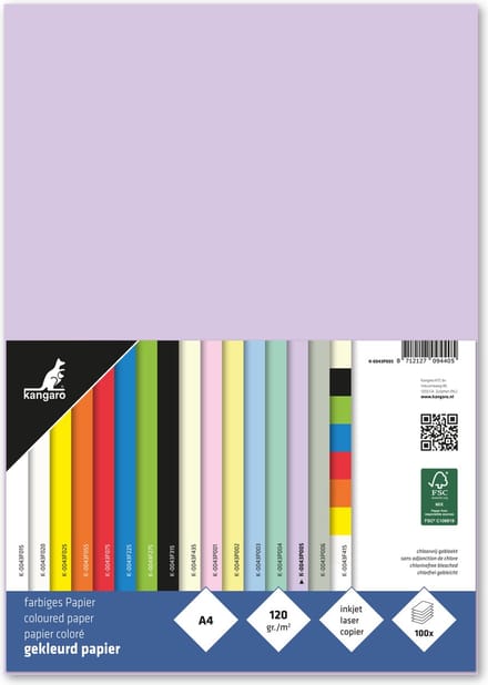 Kangaro papier - A4 - 120 gram FSC - pak 100 vel - pastel lila