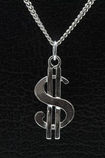Zilveren Dollarteken ketting hanger