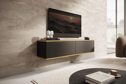 Meubella - TV-Meubel Orleans - Zwart - 135 cm