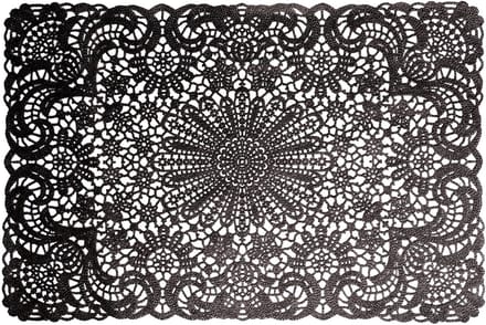 Lavandoux - Vinyl Crochet Placemats - Zwart - Set van 6