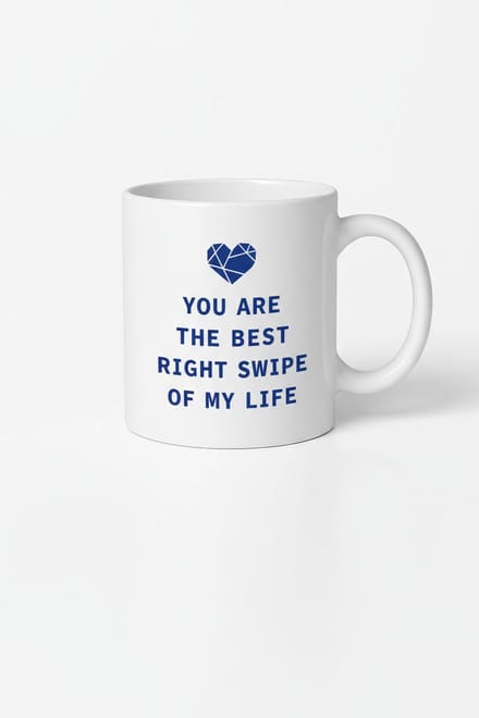 Mok 'Jij bent de beste juiste swipe van mijn leven' met Hart Design | Romantisch Cadeau