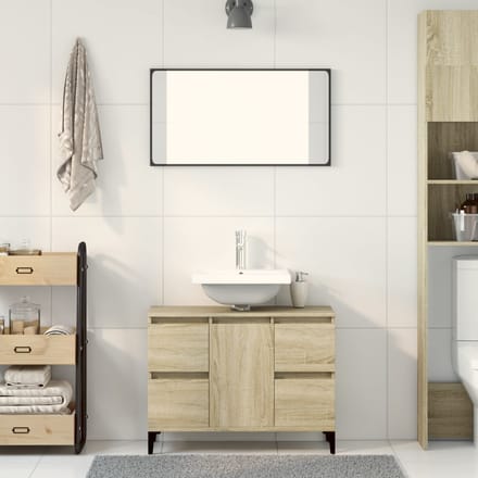 vidaXL - Wastafelkast - 80x33x60 - cm - bewerkt - hout - sonoma - eikenkleurig