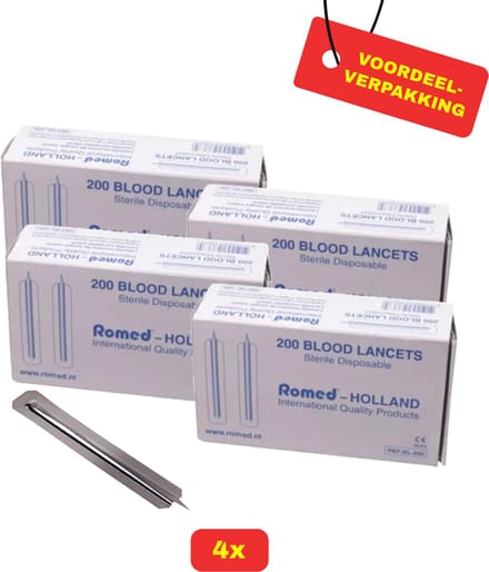 4X Romed Bloedlancetten - 4x 200 stuks - Voordeelverpakking!