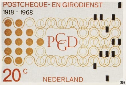 Briefkaart met afbeelding Postcheque- en Girodienst postzegel