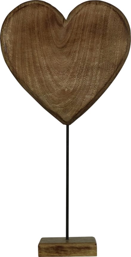 staand hart mango hout h27 d12x12cm