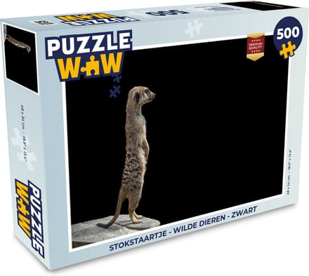 Puzzel Stokstaartje - Wilde dieren - Zwart - Legpuzzel - Puzzel 500 stukjes