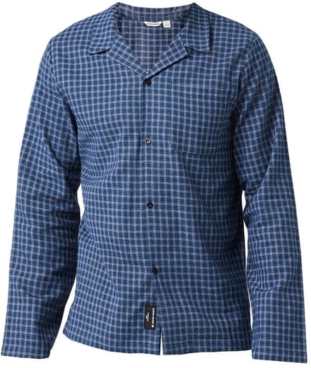 Björn Borg heren core flannel O-hals pyjamashirt longsleeve check blauw