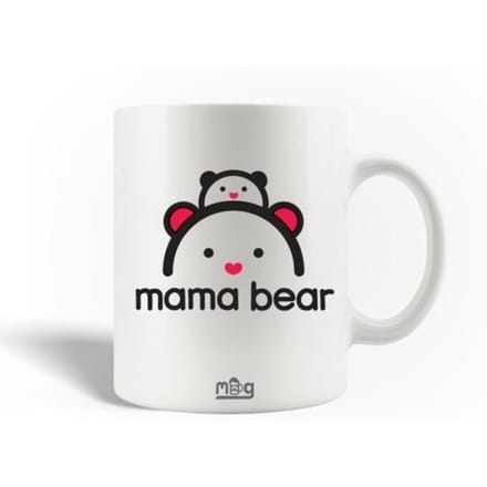 Mug en Céramique - MANIACASE - Mama bear Logo - 30cl - Blanc - Compatible lave-vaisselle