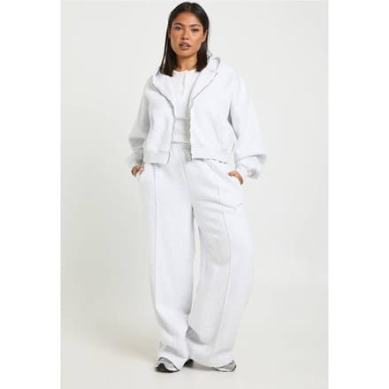 boohoo Dames Plus Core Basic Pintuck-detail Recht gesneden Jogger | Asgrijs | Maat: 52