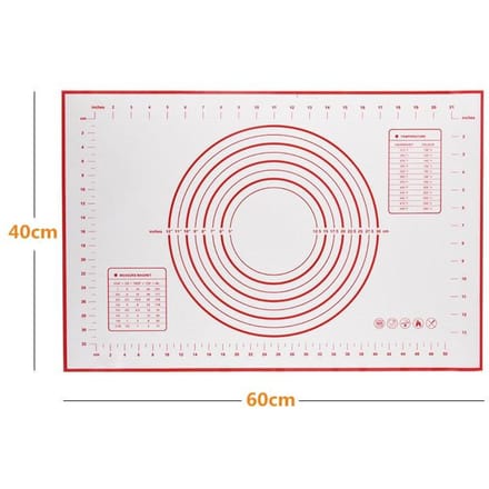 Rouleaux à Pâtisserie en Acier Inoxydable Tapis de Pâtisserie en Silicone Outils de Cuisson de Cuisine pour Cuire Pâte Pizza Tarte Pâtisseries Pâtes Biscuits rouge