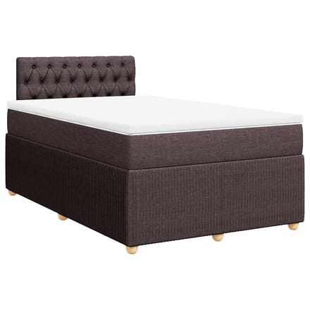 vidaXL - Boxspring - met - matras - stof - donkerbruin - 120x190 - cm