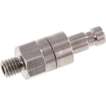 RVS DN 2.7 (Micro) Luchtkoppeling Insteeknippel M5 Buitendraad Double Shut-Off - CLP2-M-S-SV-5
