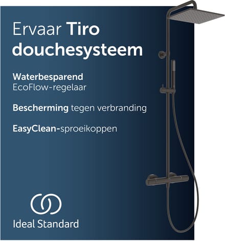 Ideal Standard Tiro douchesysteem, regendouche en staafhanddouche – Matzwart