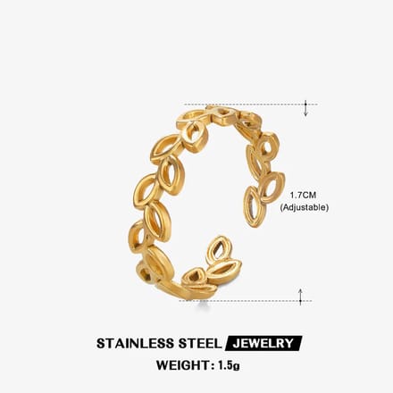 JewelGalerie-Ringen-One Size- Open Bladeren-Goud