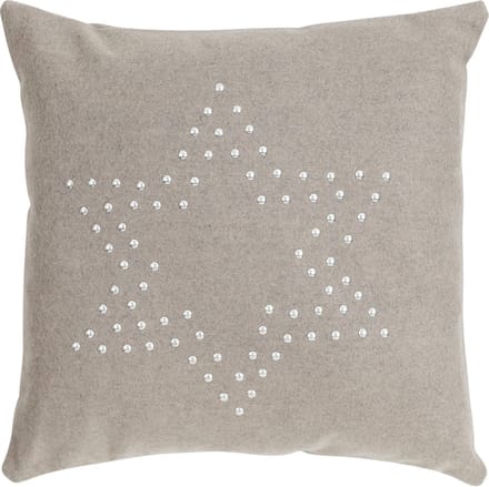Linen & More Stud Star on Felt sierkussen - licht-taupe - 43 x 43 cm