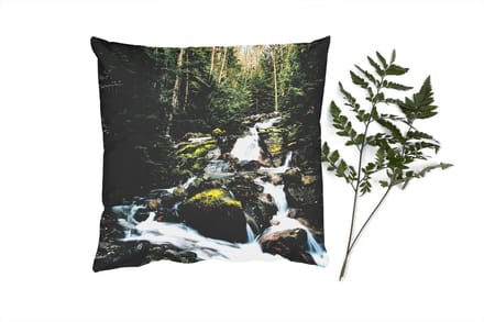 Sierkussens - Kussentjes Woonkamer - 60x60 cm - Natuur - Waterval - Bomen - Herfst