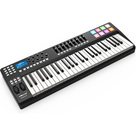 WORLDE PANDA49 draagbare 49-toetsen USB MIDI-toetsenbordcontroller 8 RGB kleurrijke triggerpads met achtergrondverlichting gray