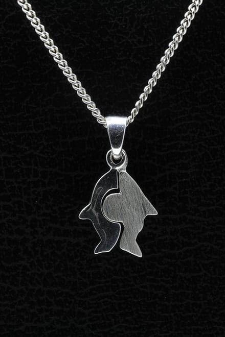Zilveren Vis ketting hanger - matglans