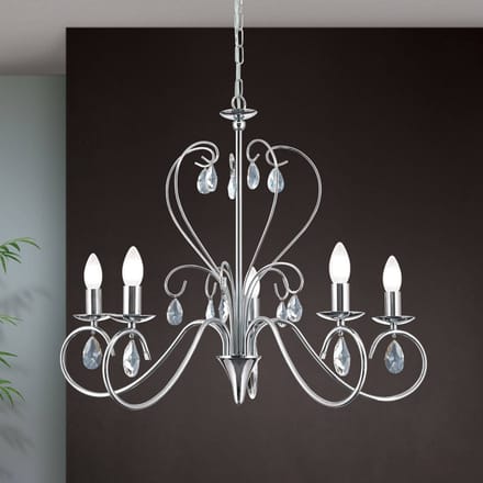 ORION Kroonluchter Alessia 5-lamps kristalglas chroom