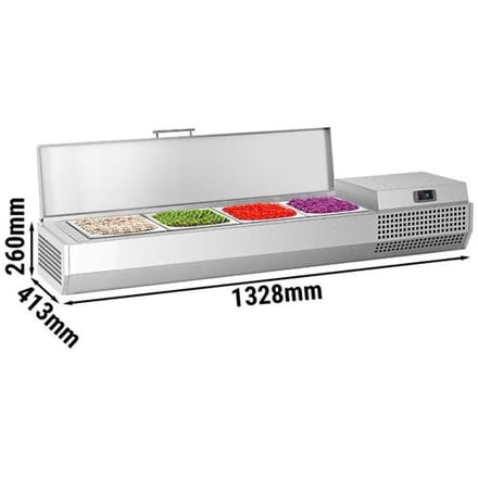GGM Gastro Opzetkoelvitrine PREMIUM PLUS - 1328x413mm - 4x GN 1/3 zilver