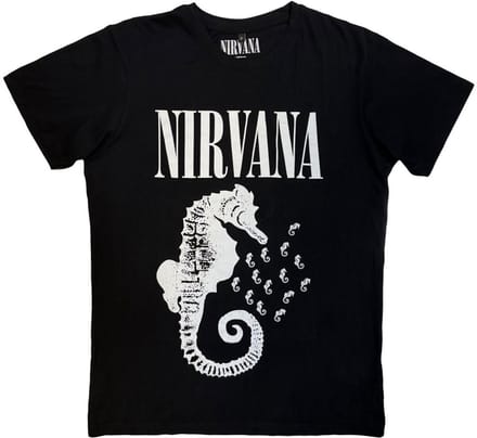Nirvana - Seahorse & Logo Mono Heren Tshirt - M - Zwart