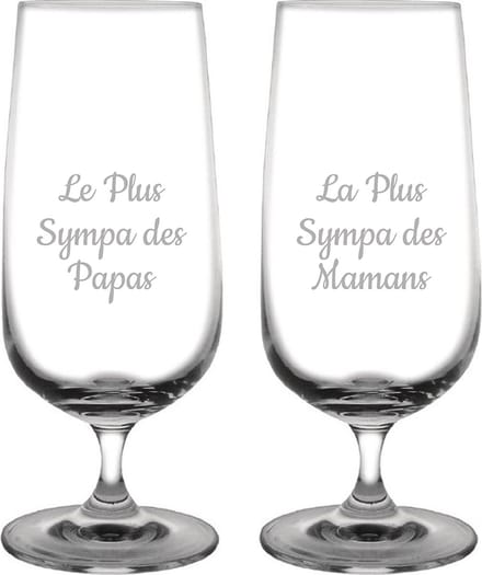 Bierglas op voet gegraveerd - 41cl - Le Plus Sympa des Papas & La Plus Sympa des Mamans