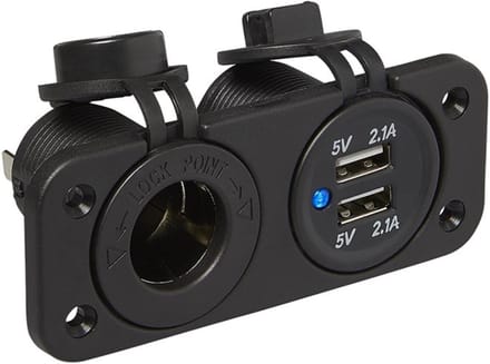 ProPlus Inbouwkit met DIN-stekker en dubbele USB-poort - 2x 2100mA - 12/24V - Efficiënt opladen