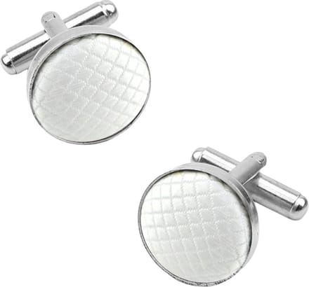 Fako Bijoux - Manchetknopen - Staal & Ruit - 16mm - Wit