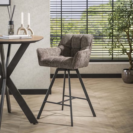 Set van 2 Barkrukken Lino Chenille Stof Rich Taupe Draaibaar