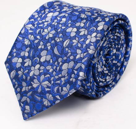TRESANTI | BRIGHT | Zijden stropdas met getekende bloemen | Royal Blauw