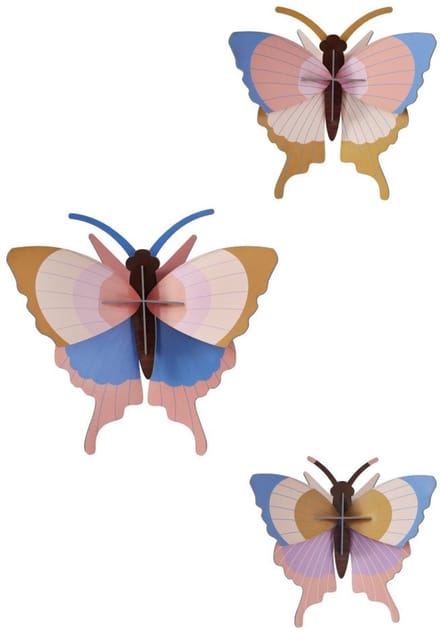 Studio Roof wanddecoratie Gold Rim butterflies set van 3
