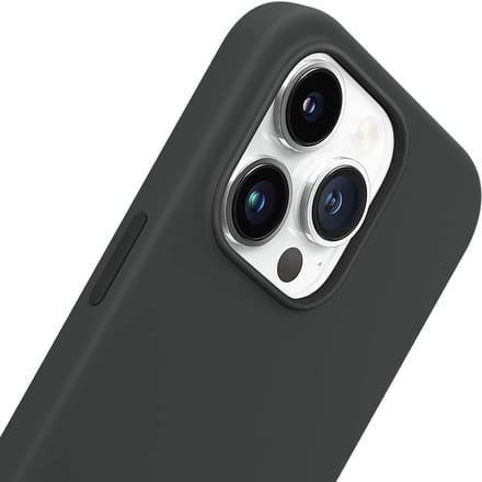 Jaym, Hoesje geschikt voor Apple iPhone 14 Pro Max - Siliconen MagSafe met Microvezel, Zwart
