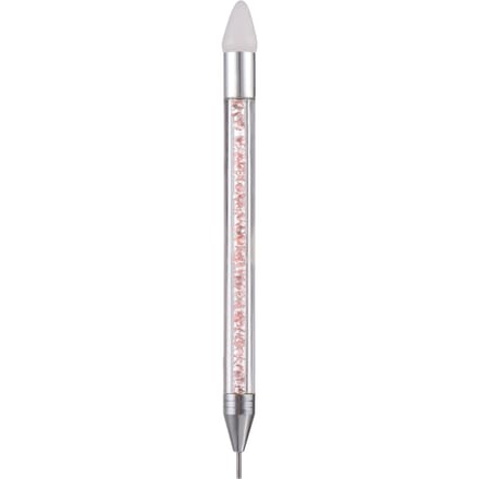 1 ST Dual-Ended Nail Rhinestone Picker Siliconen Tip Potlood Pick Up Applicator Dual Tips Tip Puntjes roze