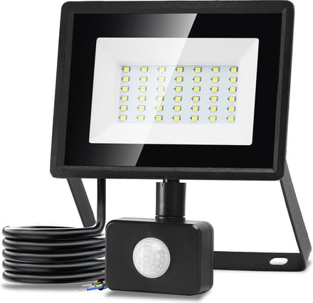 Aigostar 10LI1 - LED Schijnwerper Met bewegingssensor - IP65 Waterdicht - 30W - 6500K - Daglicht wit - Floodlight - Bouwlamp - Zwart