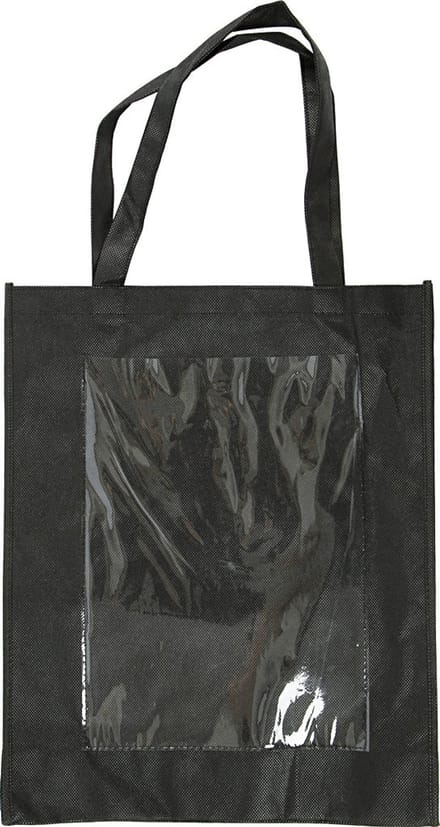 Tas met plastic voorkant, afm 42x34x12 cm, zwart, 1 stuk