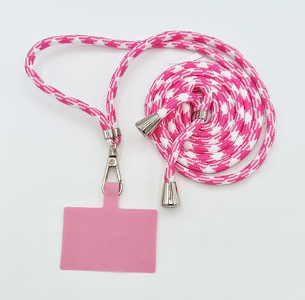 Universele verstelbare telefoonkoord - roze / wit  - 150 cm