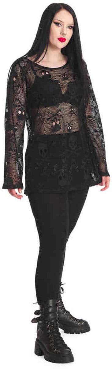 Banned - Bff Net Longsleeve top - 3XL - Zwart