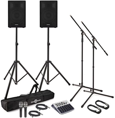 SubZero C10A Actief PA-systeem met Microfoons, Statieven en Mixer