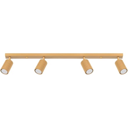 Plafondlamp KARBON 4L met 4 verstelbare spots - Sollux Lighting - IP20 - Goud aluminium behuizing - 81 x 6.5 x 16.5 cm - 4 x GU10 LED, exclusief lichtbron - 4 x 10 W - Minimalistische plafondlamp voor woonkamer, slaapkamer en eetkamer