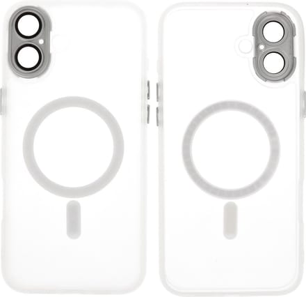 MagSafe Hoesje Geschikt voor iPhone 16 Plus - Mat-Transparent met Camera Beschermer Case - Wit