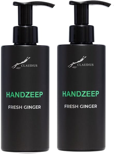 Handzeep Fresh Ginger 300 ml - met pomp - zwarte fles - set van 2 stuks