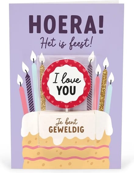 Verjaardagskaart met kaars | I Love You | Je bent geweldig