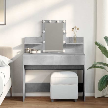 vidaXL - Kaptafel - met - LED-verlichting - 100x40x130 - cm - betongrijs