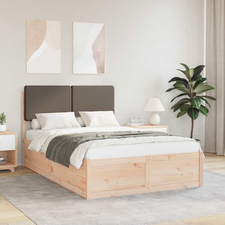 vidaXL - Bedframe - met - Gevoerde - Hoofdbord - Taupe - 120 - x - 190 - cm