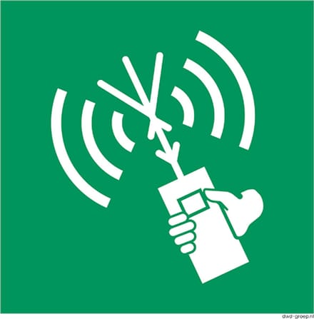 Tweerichting VHF radiotelefoon bord 200x200 mm - ISO 7010 E051