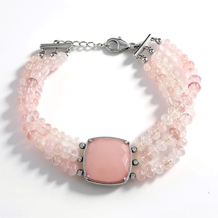 Chalcedoon & Rozenkwarts Armband Zilver