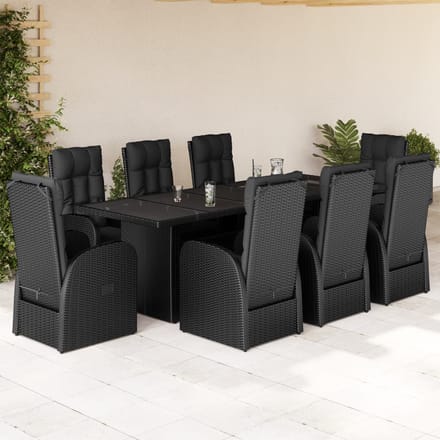 vidaXL - 9-delige - Tuinset - poly - rattan - zwart