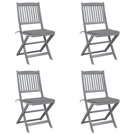 vidaXL - Set - van - 4 - klapstoelen - met - kussens, - gemaakt - van - massief - acaciahout.