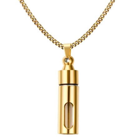 Ketting met Afsluitbare Ashanger Urn Hanger (breed model) - Goud kleurig - Kettingen Heren Dames